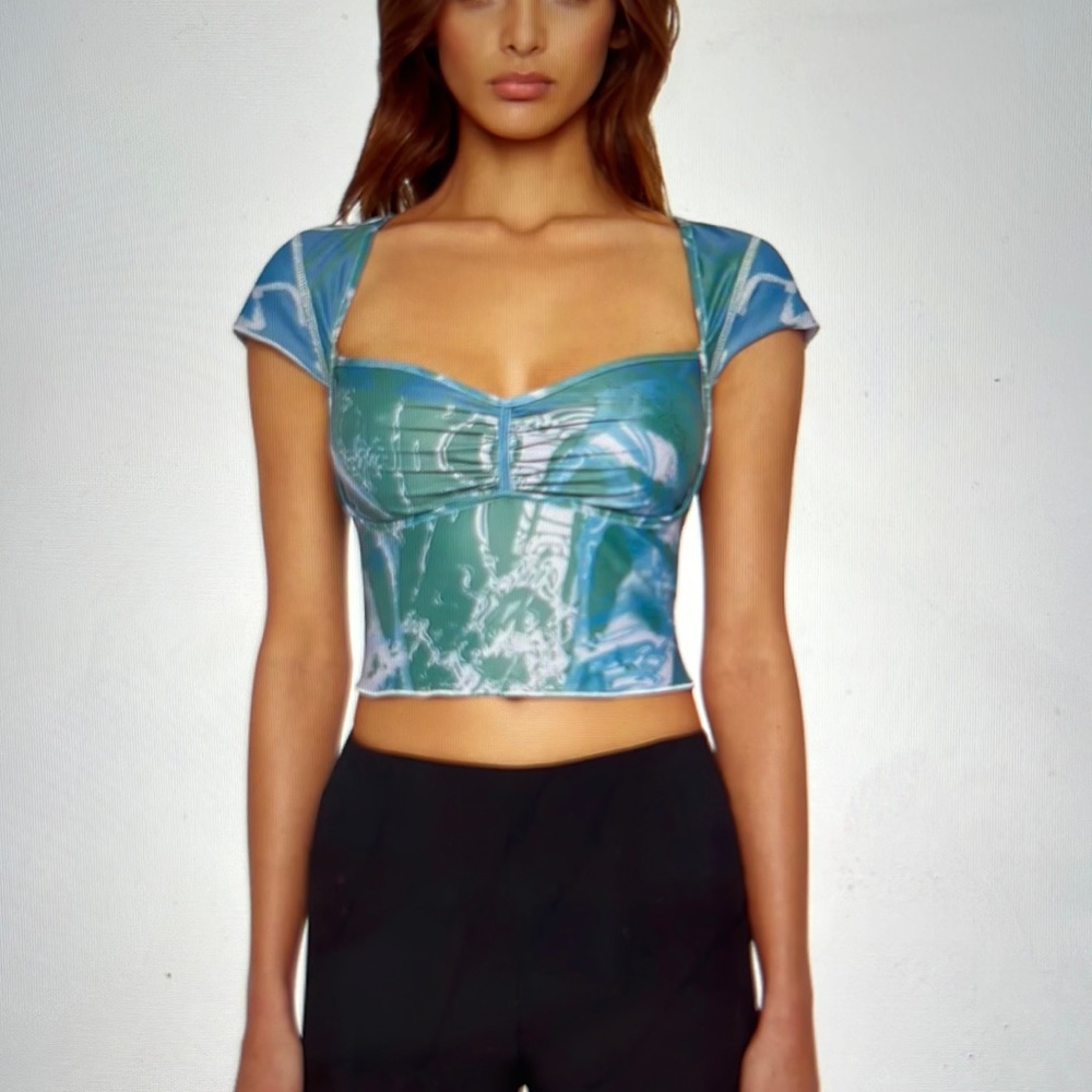 NWOT Danielle Guizio Cap Sleeve Ruched Top